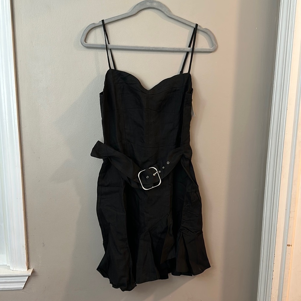 NWT Olivaceous Black Belted Ruffle Dress